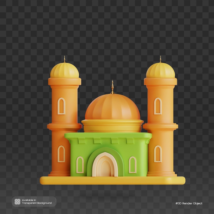 PSD renderizado en 3d de la mezquita de dibujos animados