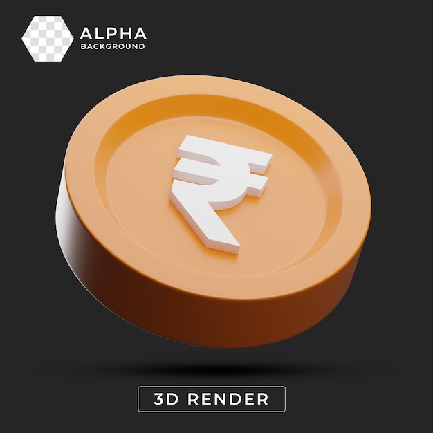 Renderizado en 3D de una moneda de rupias indias