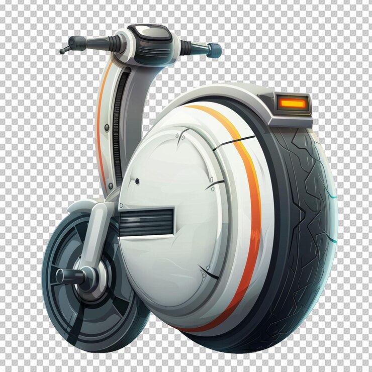 PSD renderizado 3d de monociclo eléctrico fondo transparente