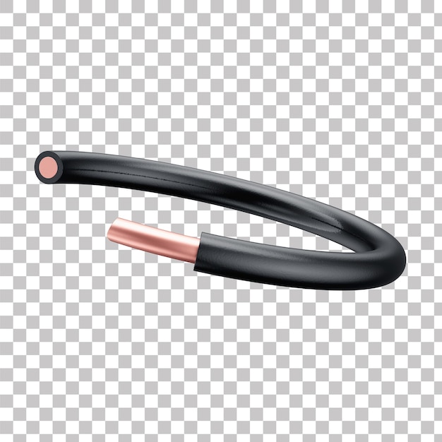 Renderizado 3D de núcleo sólido de cables eléctricos de conductores de alambre de cobre con fondo transparente