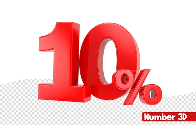 Renderizado en 3D del número 10 rojo