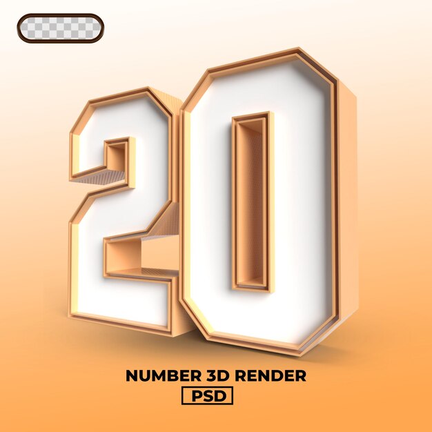 Renderizado en 3D del número 20