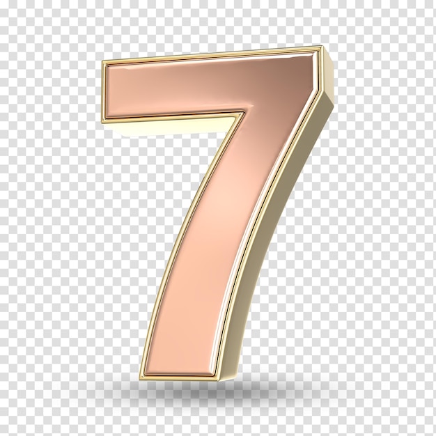 Renderizado en 3D del número 7 de oro