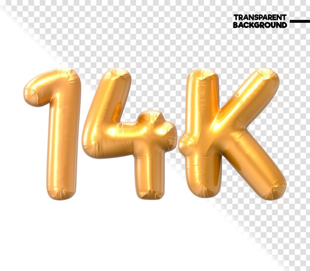Renderizado en 3D con el número de oro de 14K