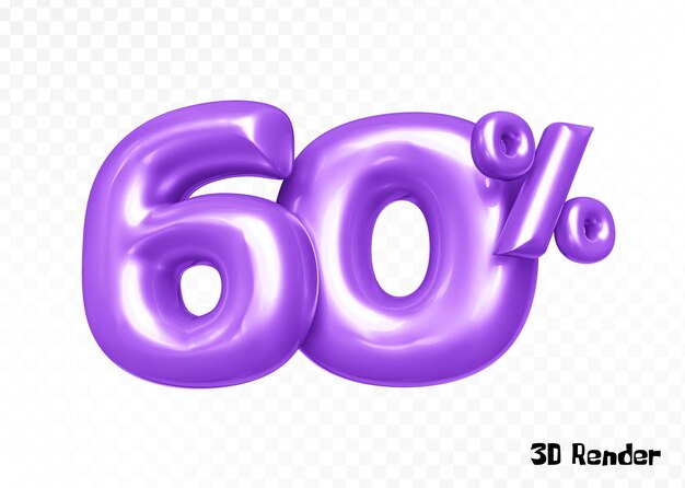 Renderizado en 3D del número púrpura del globo