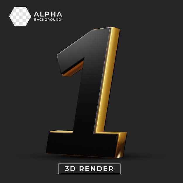 Renderizado en 3D del número uno