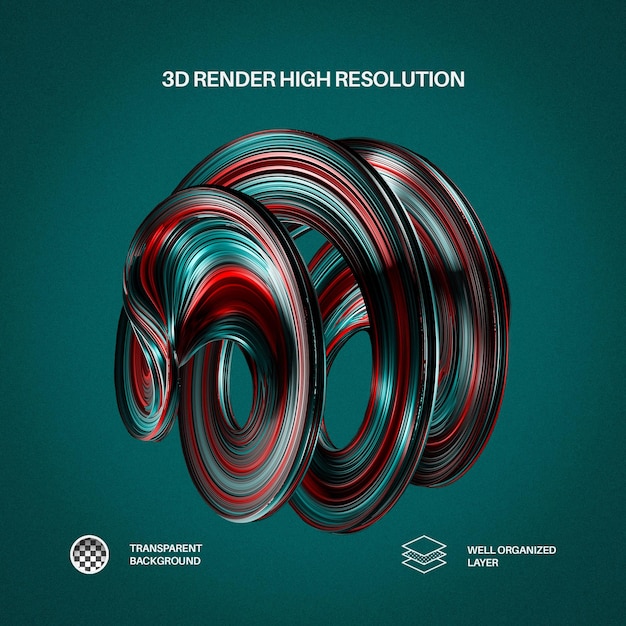 Renderizado en 3D de objeto abstracto de fondo transparente PNG 04