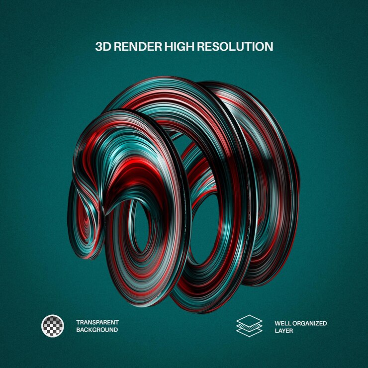 PSD renderizado en 3d de objeto abstracto de fondo transparente png 04
