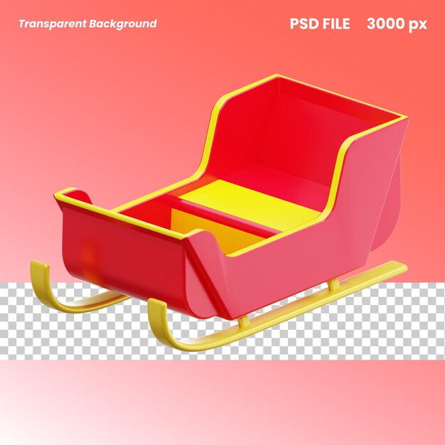 PSD renderizado en 3d del objeto del icono de santa sledge