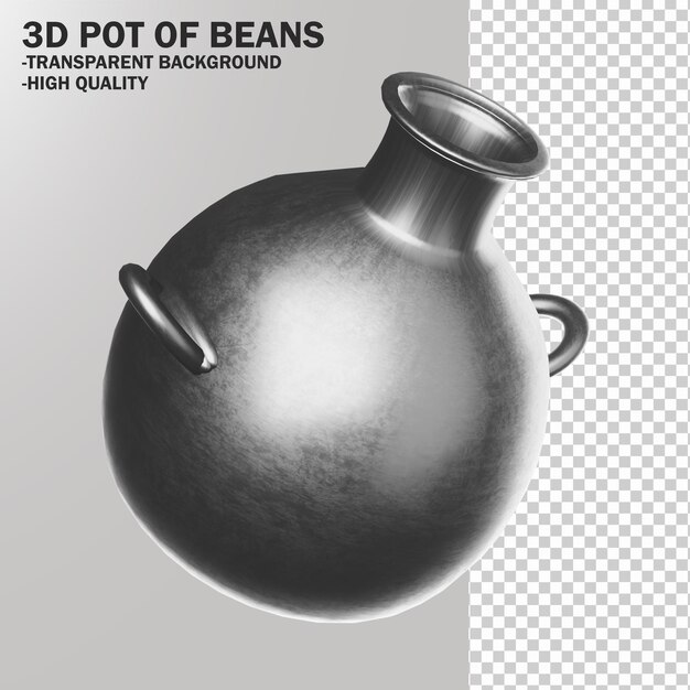 Renderizado en 3D de una olla de frijoles de metal