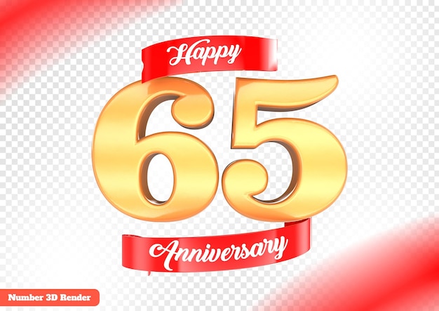 Renderizado 3D de oro del 65 aniversario