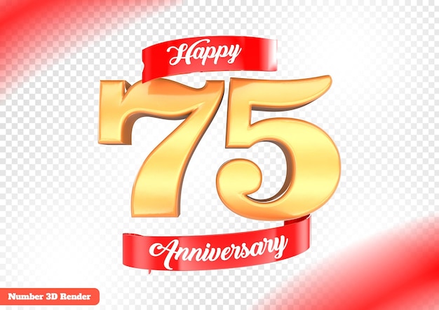 PSD renderizado 3d de oro del 75 aniversario