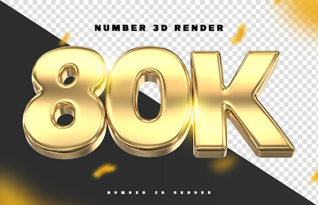 Renderizado en 3D de oro de 80K para la celebración de las redes sociales