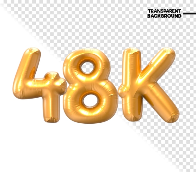 PSD renderizado en 3d en oro de número de 48k