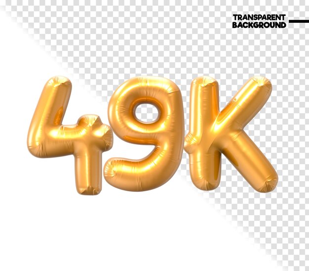 PSD renderizado en 3d en oro de número de 49k