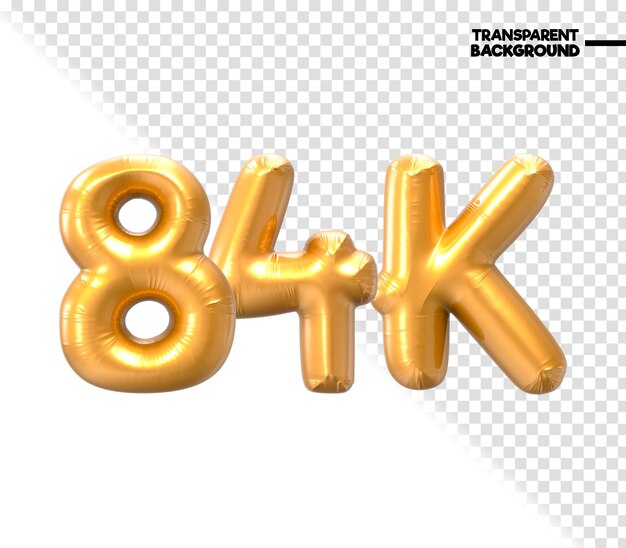 PSD renderizado en 3d en oro de número de 84k