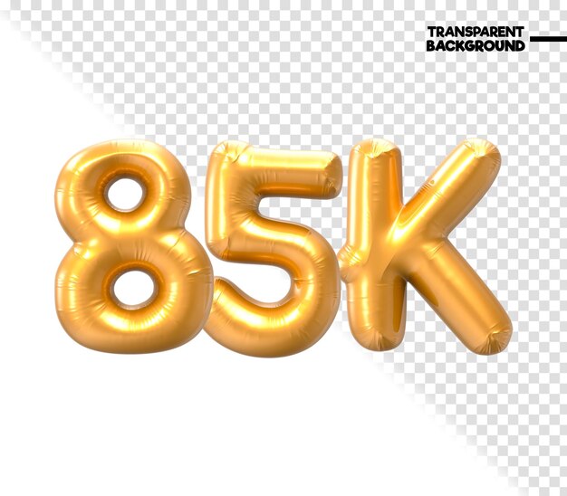 Renderizado en 3d en oro de número de 85k