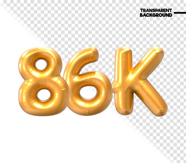 PSD renderizado en 3d en oro de número de 86k