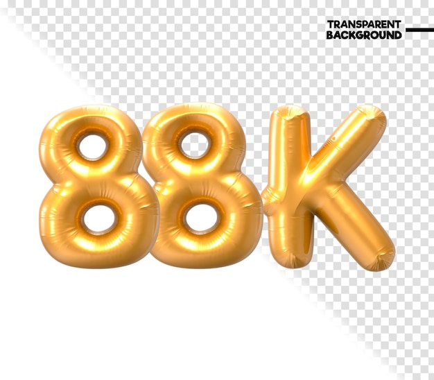 PSD renderizado en 3d en oro de número de 88k