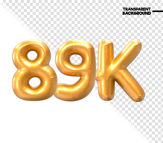 Renderizado en 3D en oro de número 89K