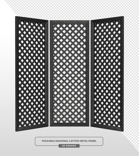Renderizado en 3D de paneles metálicos de celosía diagonal plegables