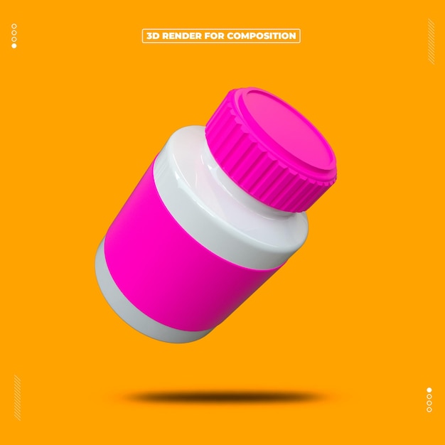 Renderizado en 3D de las pastillas de la farmacia de las redes sociales