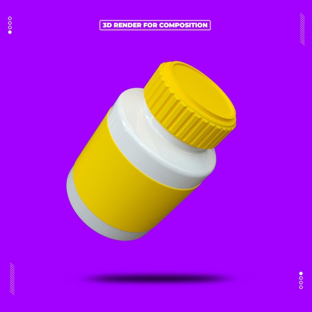Renderizado en 3D de las pastillas de la farmacia de las redes sociales