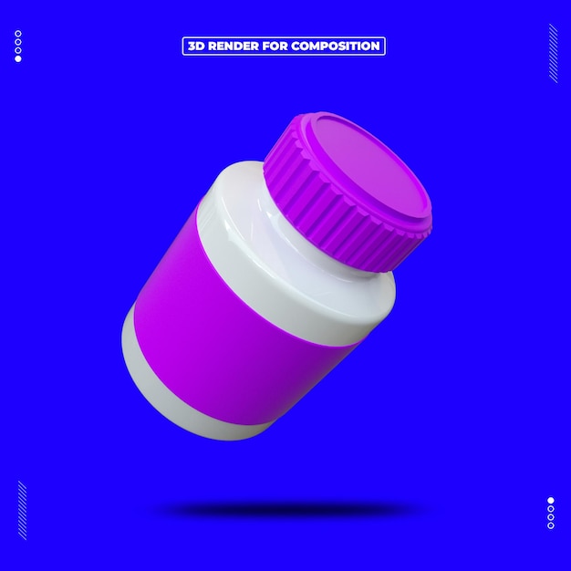 Renderizado en 3D de las pastillas de la farmacia de las redes sociales