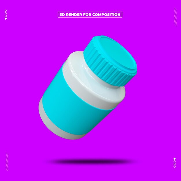 Renderizado en 3D de las pastillas de la farmacia de las redes sociales