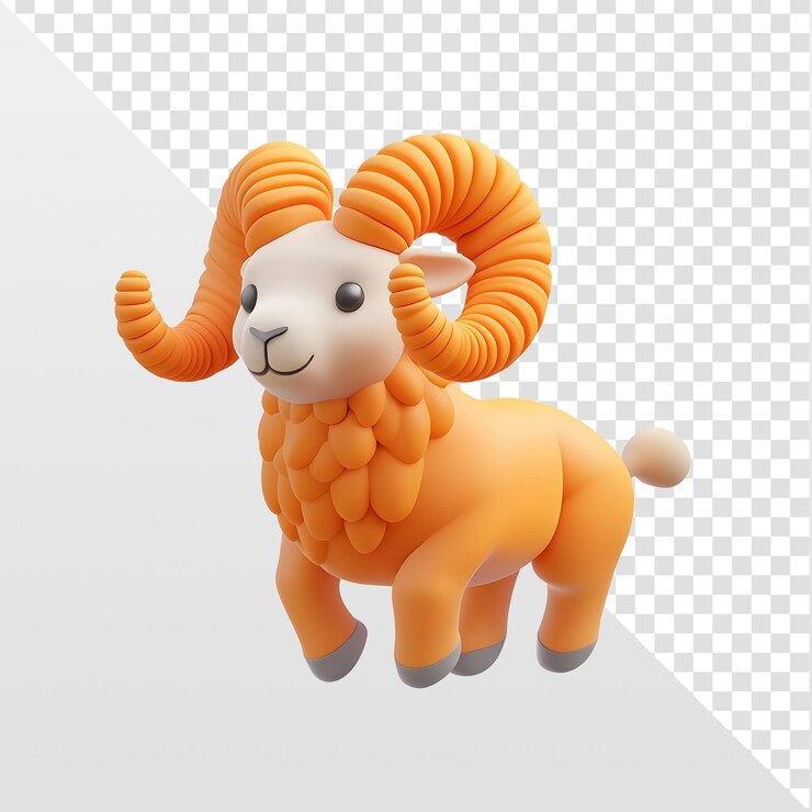 Renderizado en 3D de un pequeño carnero