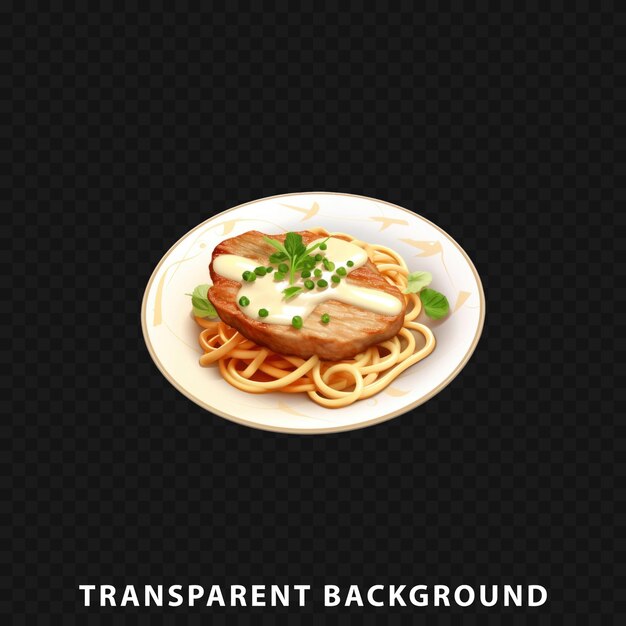 PSD renderizado en 3d de piccata de ternero aislado sobre un fondo transparente