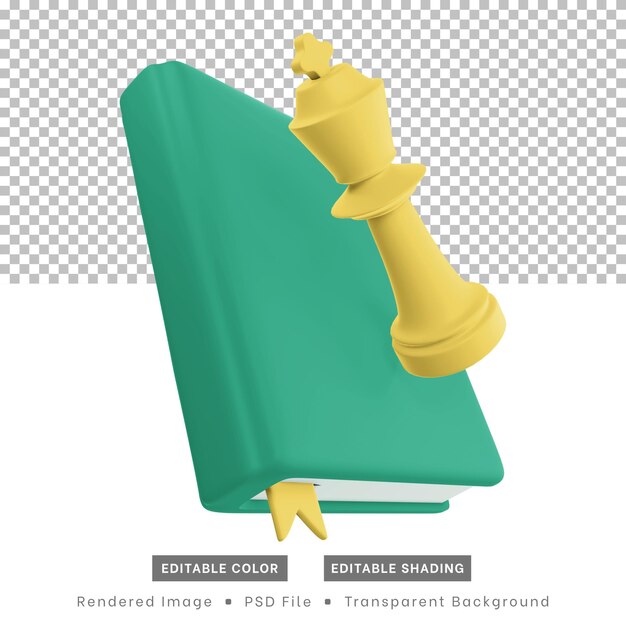 renderizado 3d, piezas de ajedrez y libros. a efectos de elementos de diseño web o diseño de contenido.
