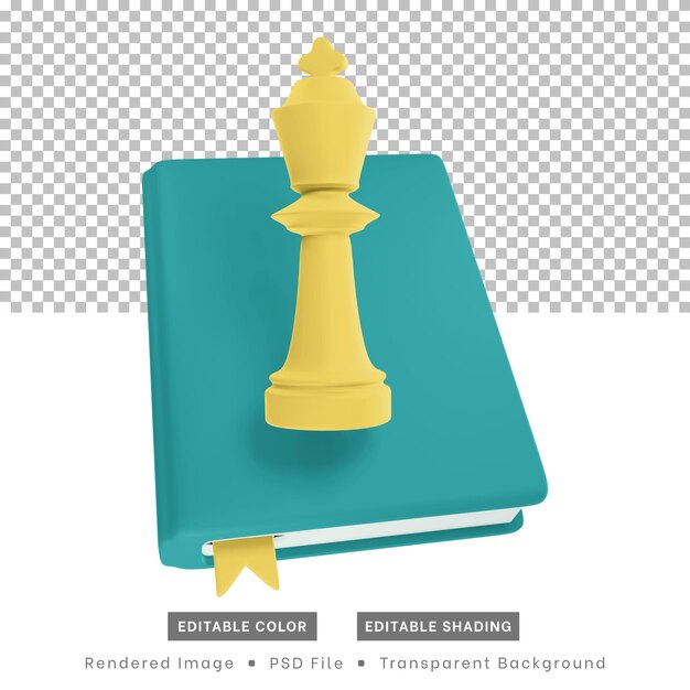 renderizado 3d, piezas de ajedrez y libros. a efectos de elementos de diseño web o diseño de contenido.