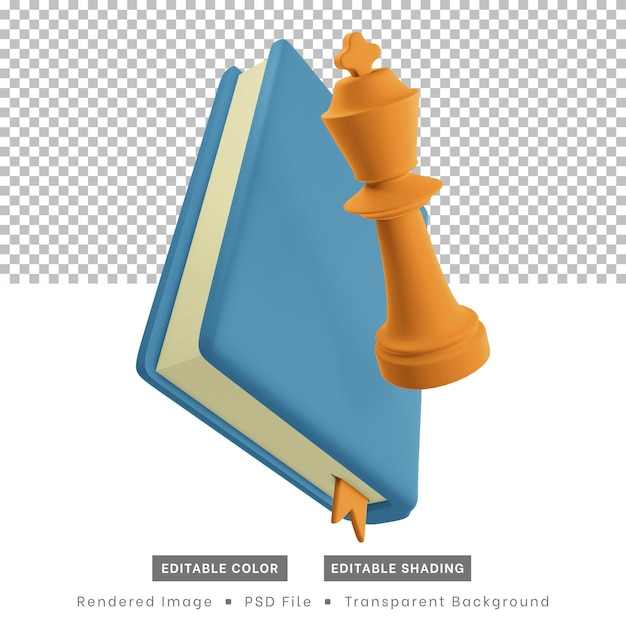 renderizado 3d, piezas de ajedrez y libros. a efectos de elementos de diseño web o diseño de contenido.