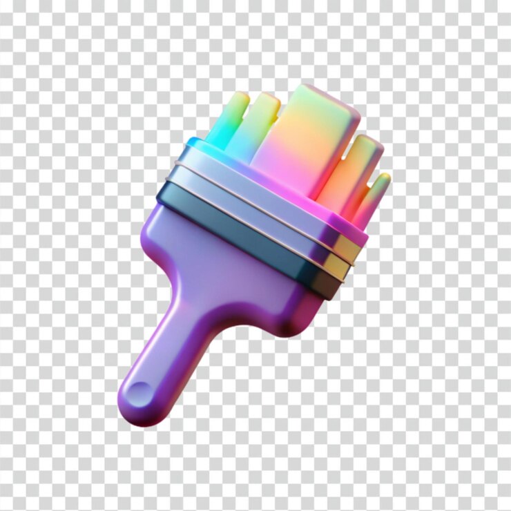 PSD renderizado en 3d con pincel de arco iris