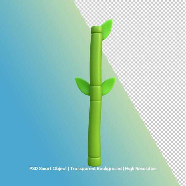 Renderizado en 3D de una planta de bambú verde con hojas
