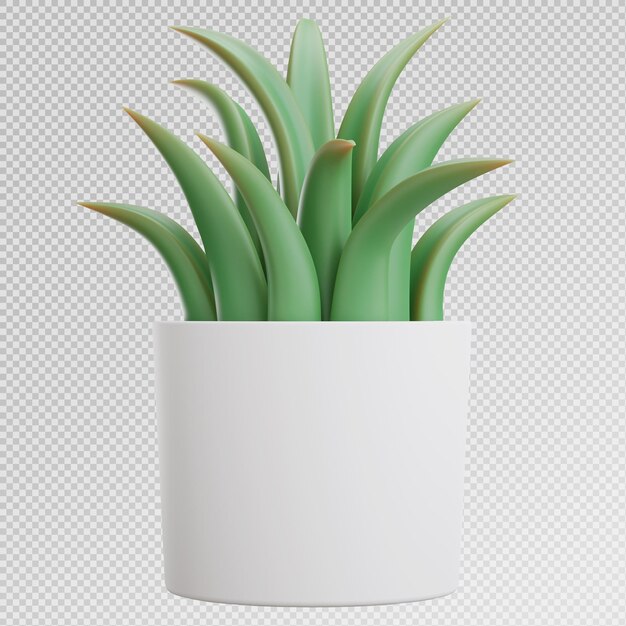 Renderizado en 3D de una planta verde en una olla