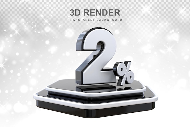 Renderizado en 3d del podio de promoción del 2 por ciento