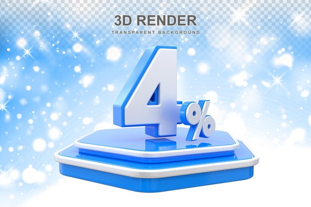 Renderizado en 3D del podio de promoción del 4 por ciento