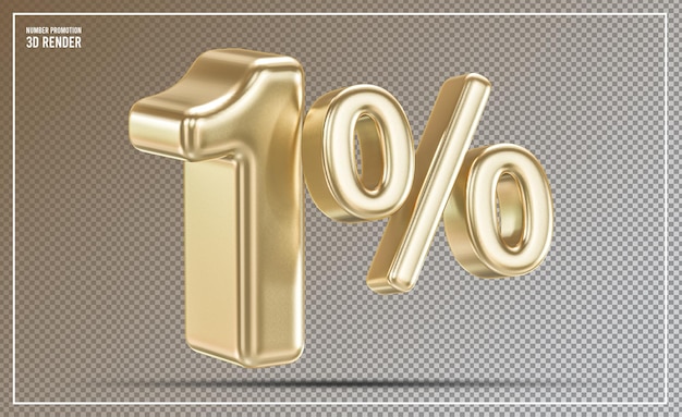 Renderizado en 3D de la promoción del 1 por ciento de oro