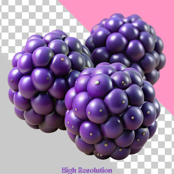 PSD renderizado en 3d de purple blackberry en primer plano