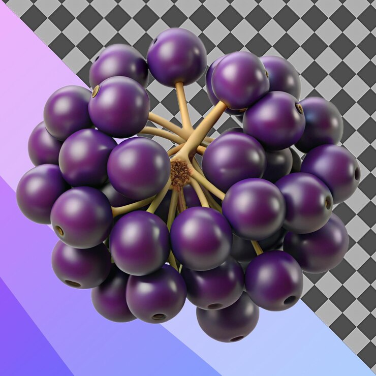 PSD renderizado en 3d del racimo de bayas púrpuras