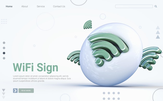 PSD renderizado 3d realista wifi signo icono de render 3d sobre el fondo blanco brillante