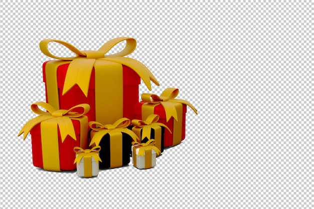 Renderizado en 3D del regalo de Navidad con fondo transparente