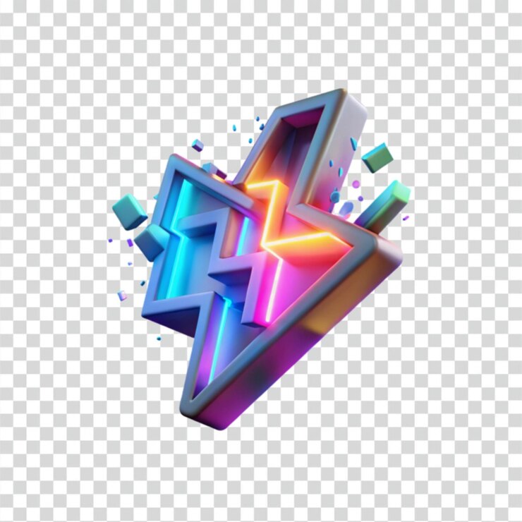 PSD renderizado en 3d con relámpago de neón