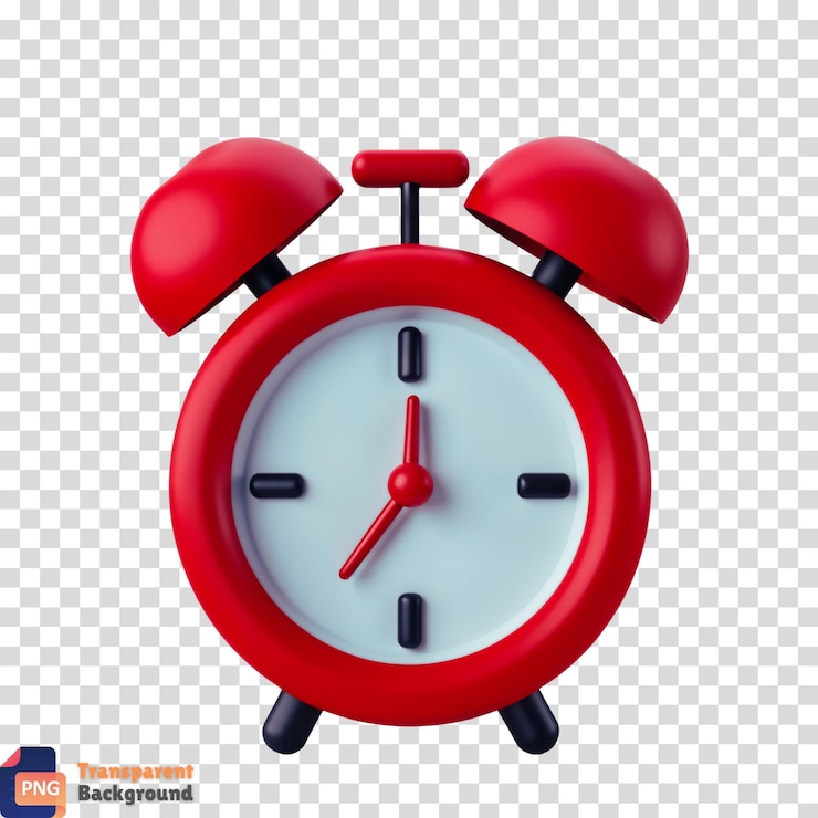 PSD renderizado en 3d del reloj de alarma rojo