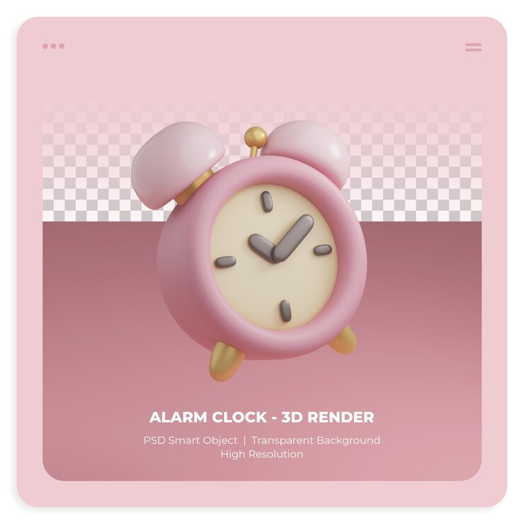 PSD renderizado en 3d del reloj despertador