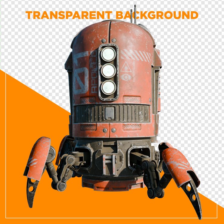 PSD renderizado en 3d robot spiderbot con fondo transparente