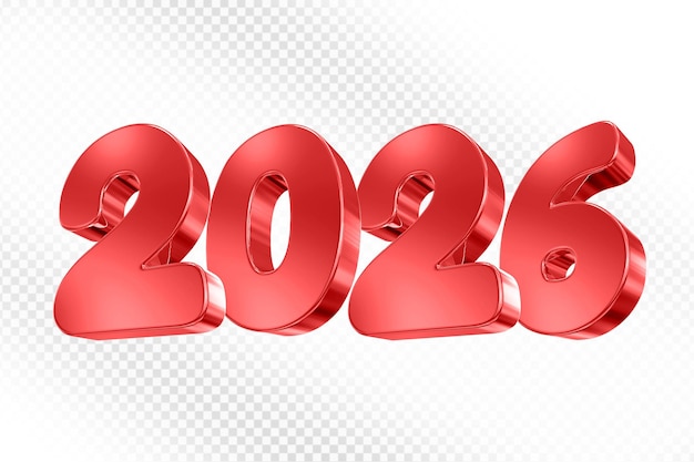 Renderizado en 3D rojo para la celebración del Año Nuevo 2026