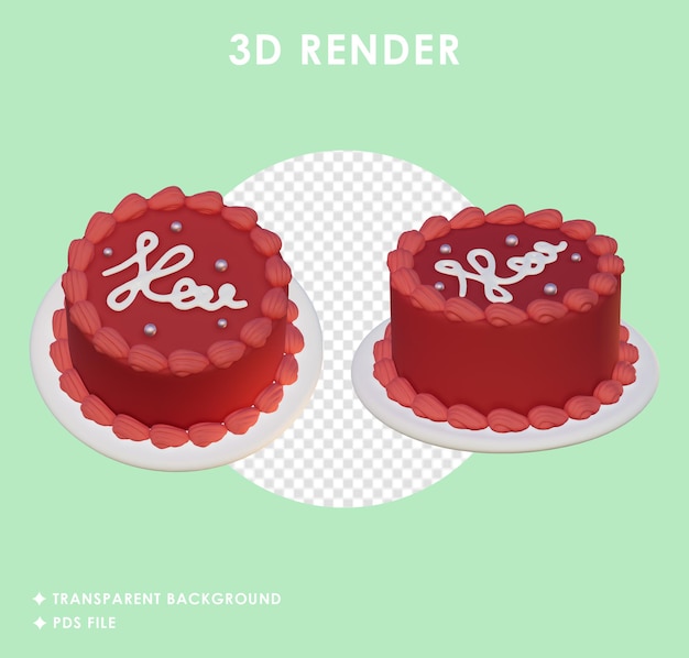 Renderizado en 3d del rojo del pastel